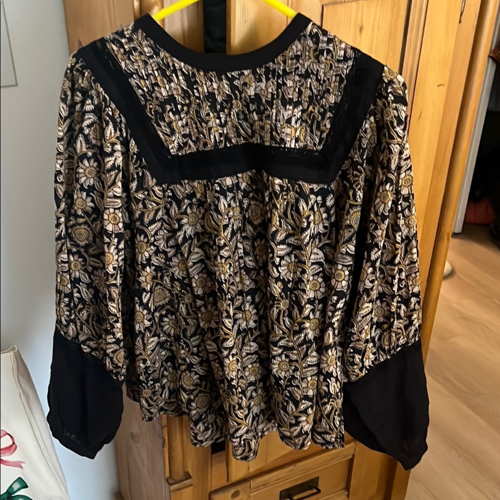 Cleobella Floral Black and Gold Women's Top